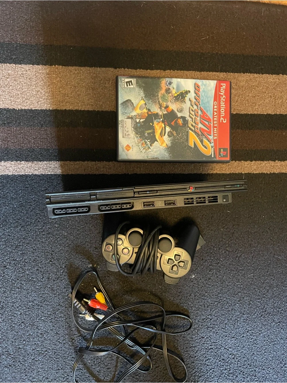 Sony PlayStation 2 Slim Black Console with Controller and Game